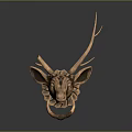 Elegant Copper Deer Head Wall Decor Ornament For Stylish Furniture Interior
