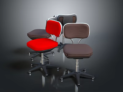 Colorful Swivel Office Chairs With Padded Seats And Metal Bases 3d model
