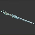 Ornate Decorative Sword As Mythical Weapon With Gold Silver Accents And Sharp Blade