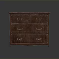 Brown Wooden Dresser With Multiple Drawers And Metal Handles Classic Design And Glossy Surface