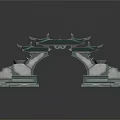 Traditional Chinese Archway with Green Tiled Roof and Stone Base Structure in Classic Architectural Design