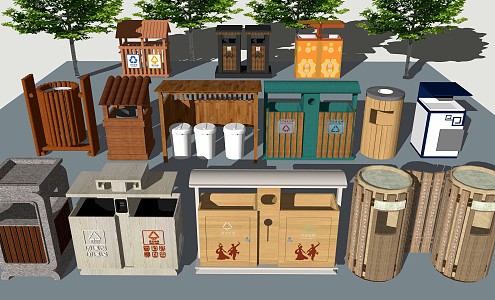 New Chinese trash can 3d model