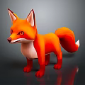 Orange Fox With Fluffy Tail Large Ears And Red Eyes Standing On Dark Background