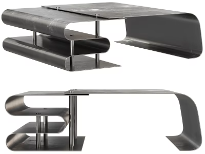 Modern Metal Side Table With Curved Lines Unique Structure And Sleek Design 3d model