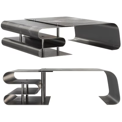 Modern Metal Side Table With Curved Lines Unique Structure And Sleek Design 3d model