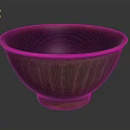 Green Exterior Purple Interior Ceramic Bowl With Striped Texture For Daily Home Use
