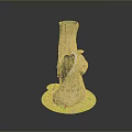 Decorative Tree Stump Figurine With Central Hole And Green Grass Base Design