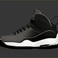 Black Gray High Top Sneakers With White Sole And Orange Logo