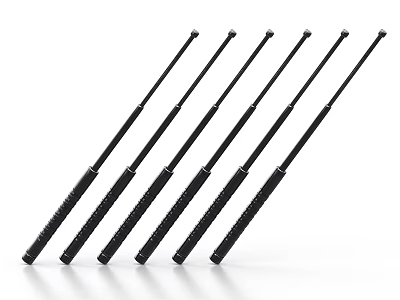 Six Black Tactical Batons For Law Enforcement And Self Defense Use 3d model