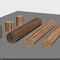 Various Natural Wooden Logs And Posts In Different Shapes And Textures