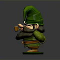 Cute Green Gnome Figure With Beard Pipe Green Hat And Base
