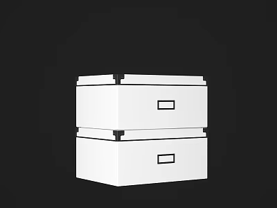 White Drawer Storage Box Decorative Set Stacked with Black Handles on Black Background 3d model