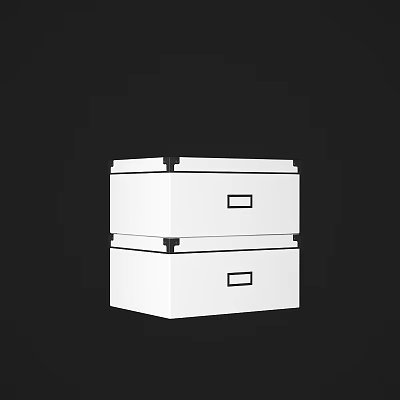 White Drawer Storage Box Decorative Set Stacked with Black Handles on Black Background 3d model