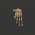 Golden Metal Skeleton Hand Decorative Home Living Accessory With Dark Reflective Background