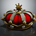 Royal Red And Gold Crown Jewel With Gemstone Decorations And Golden Spheres