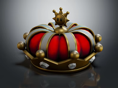 Royal Red And Gold Crown Jewel With Gemstone Decorations And Golden Spheres 3d model