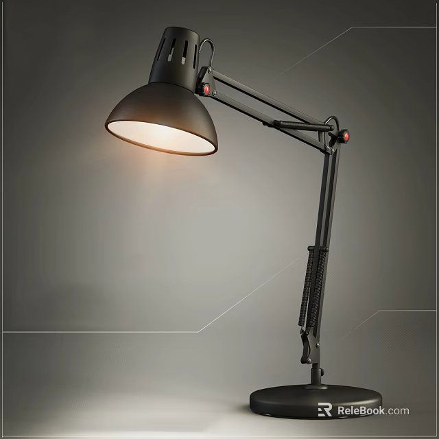 Black Adjustable Desk Lamp With Illuminated Shade For Modern Home Office Study 3d model 