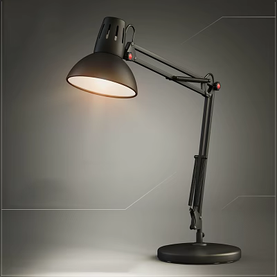 Black Adjustable Desk Lamp With Illuminated Shade For Modern Home Office Study 3d model