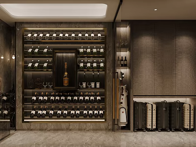 Modern Wine Cellar With Ample Bottle Storage And Elegant Design 3d model