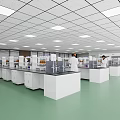 Modern Laboratory Interior With Laboratory Benches Research Equipment And Researchers In White Coats