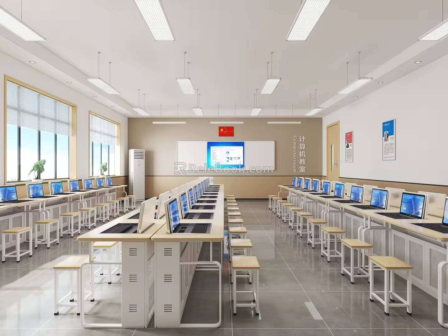 Modern Classroom Computer Room 3d model