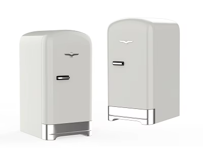 Vintage Style White Refrigerators With Metallic Accents And Retro Design 3d model
