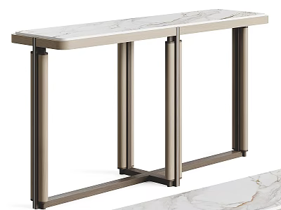 Modern Console Table With Marble Top And Sleek Metal Frame Design 3d model