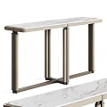 Modern Console Table With Marble Top And Sleek Metal Frame Design