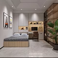 Modern Interior Space With Color Sample Display Shelves Work Table Chairs Plants And Bookshelves