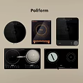 Poliform Modern Kitchen Appliances Featuring Various Induction Cooktop Styles And Control Panels 3d model