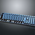 Modern Mechanical Keyboard featuring Blue Keycaps Exposed Switches Black Base and Shiny Finish