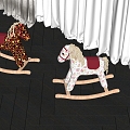 Modern Trojan Horse Children's Toy Trojan Horse Rocking Chair Wood Floor Curtain Gauze Curtain 3d model