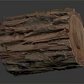 Rustic Natural Wooden Stump Featuring Rough Bark Texture And Cross Section Red Brown Green Hues