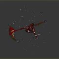 Elaborate Red Outfit Female Game Movie Character With Demon Horns And Staff Weapon