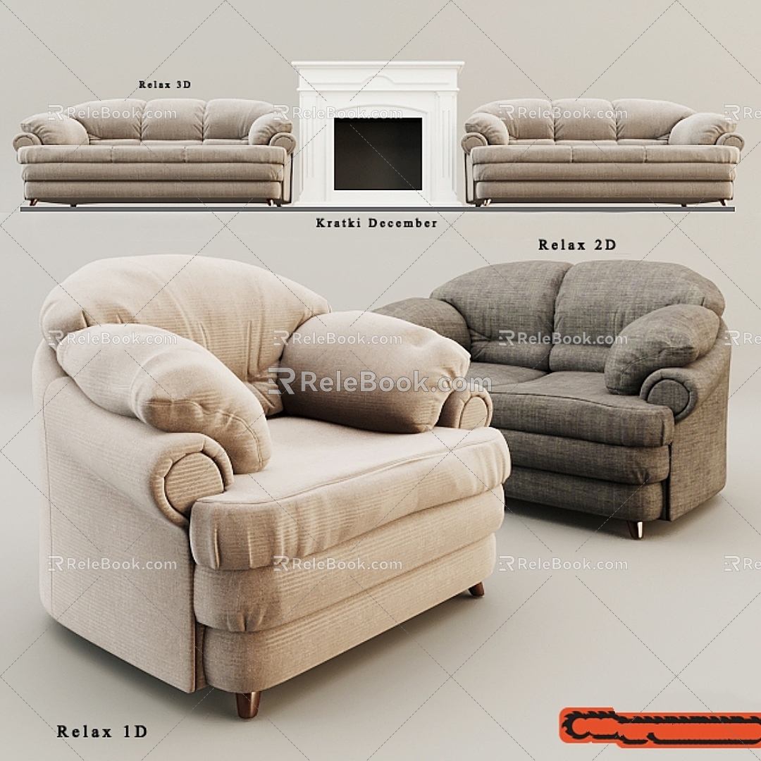 Vintage Other Sofa Armchair Relaxation Fireplace kratki 3d model