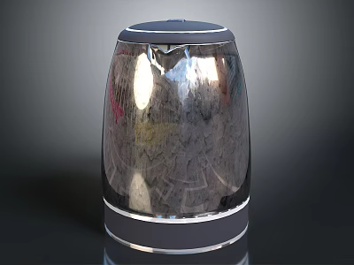 Modern Stainless Steel Cylindrical Electric Kitchen Appliance With Black Lid And Reflective Surface 3d model