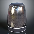 Modern Stainless Steel Cylindrical Electric Kitchen Appliance With Black Lid And Reflective Surface
