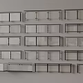 Modern Glass And Metal Wall Mounted Shelves In Multiple Rows Design 3d model