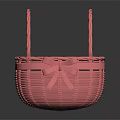 Pink Wicker Basket With Decorative Bow For Home Storage And Organizing 3d model