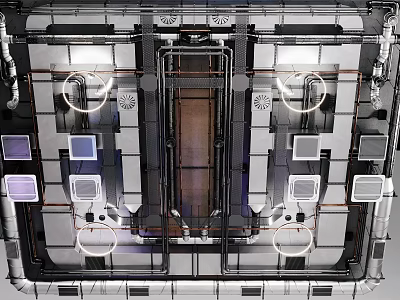 Advanced Industrial Equipment Featuring Mechanical Structure Control Panels and Piping System 3d model