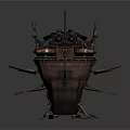 Detailed Steampunk Airship Warship Model With Mechanical Cannons Propellers And Vintage Flag