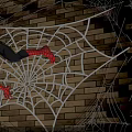 Spider Man Crawling On Brick Wall With Intricate Spider Web Design 3d model