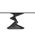 Black Modern Table With Spiral Shaped Base And Rectangular Top 3d model