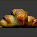 Freshly Baked Croissant With Golden Brown Flaky Layers And Shiny Surface On Dark Background
