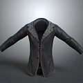 Black Leather Winter Coat With Fur Collar Classic Stylish Outerwear Design 3d model