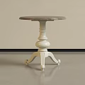 Elegant White Base Side Table With Round Marble Top And Carved Legs Design 3d model