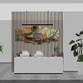 Modern Office Space With Wooden Slat Wall And Efficient Office Appliances On White Cabinet