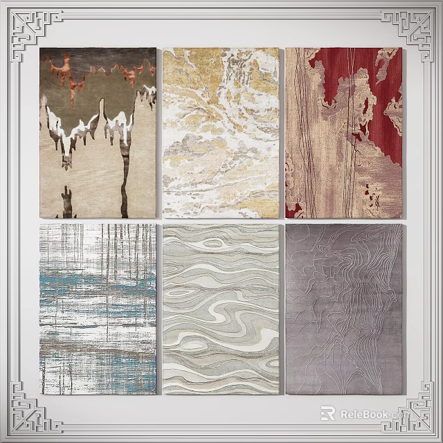 Square Carpets With Diverse Colorful Patterns And Modern Textured Styles 3d model