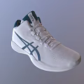 ASICS White And Blue Mid Top Basketball Shoes With Breathable Holes And White Sole