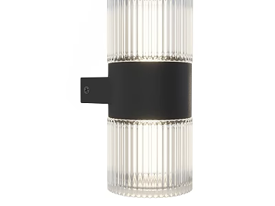 Modern Ribbed Glass Wall Light With Black Metal Band And Sleek Contemporary Design 3d model